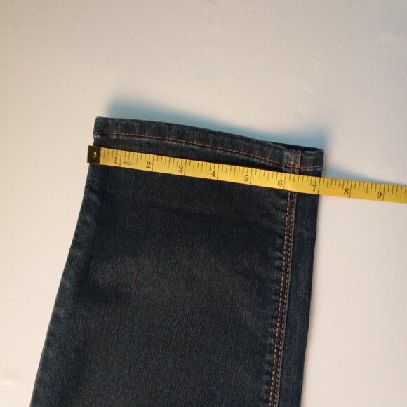 Chico's Cropped Denim Jeans Size 1(8) Mid Rise Straight Leg Rhinestone Lace Trim - Picture 12 of 12